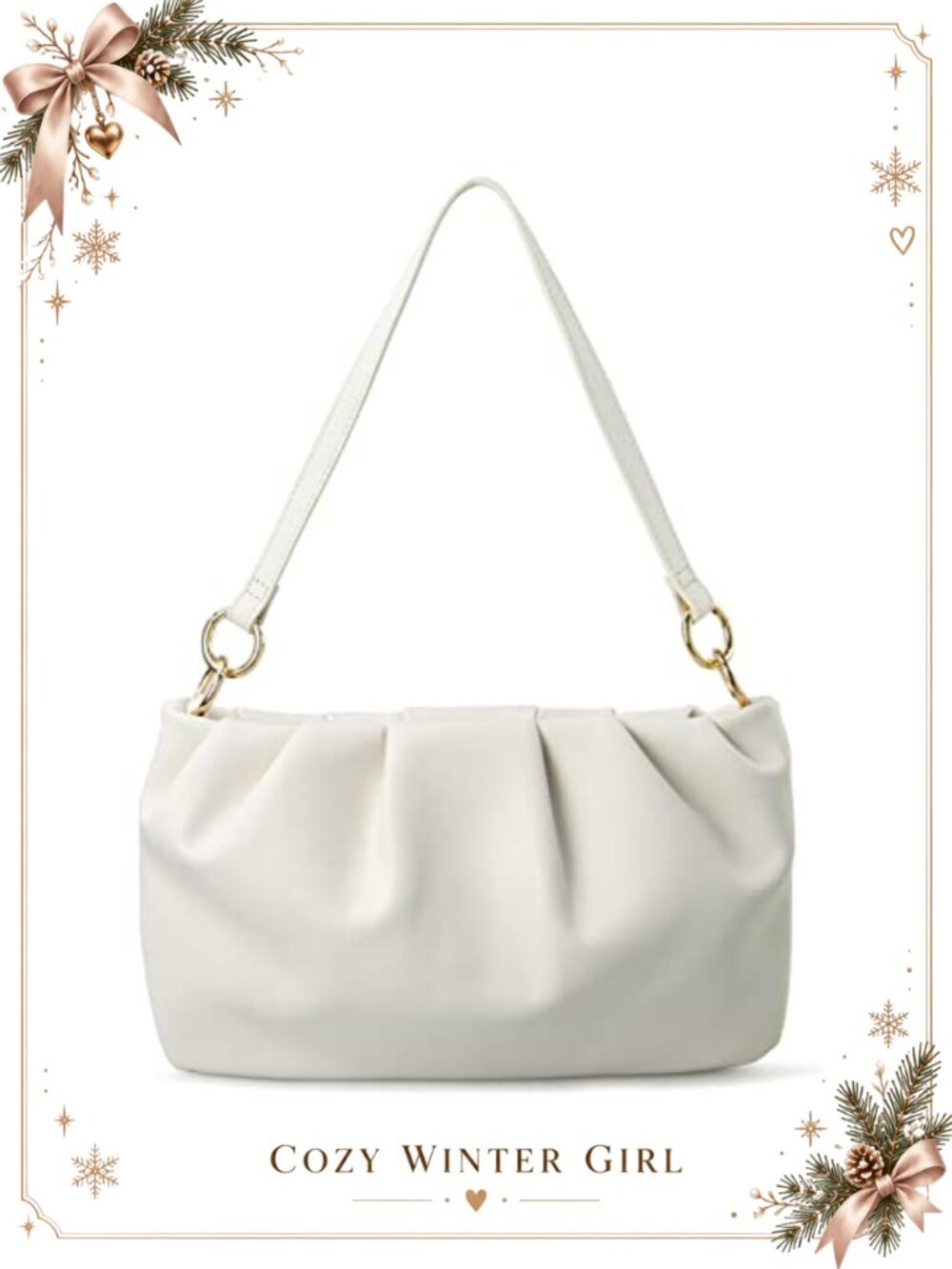 Ruched Hobo Shoulder Bag Faux Leather Convertible Crossbody Clutch